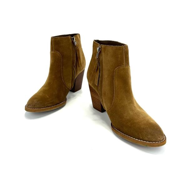 Sam Edelman Mari Women Brown Ankle Boot Sz 9.5 Suede Cuban Heel Cushioned Bootie - Picture 13 of 15